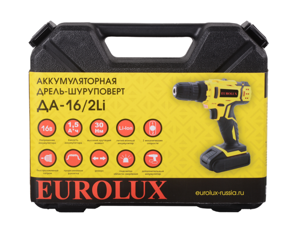 Дрель-шуруповерт Eurolux ДА-16/2Li