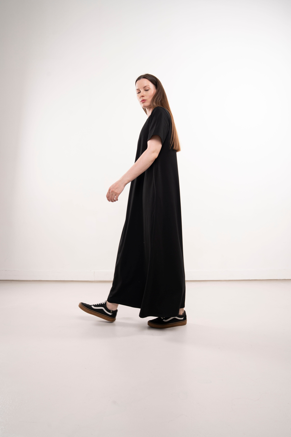 Длинное свободное платье с карманами | + цвета