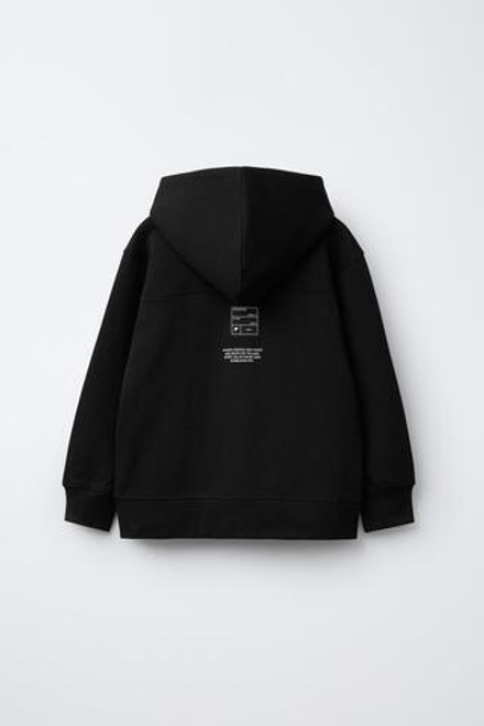 ZARA СПОРТИВНАЯ ТОЛСТОВКА НА МОЛНИИ ИЗ ТКАНИ ИНТЕРЛОК, ЧЕРНЫЙ