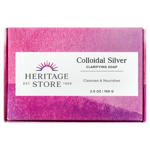 Heritage Store, очищающее кусковое мыло с коллоидным серебром, 100 г (3,5 унции)
