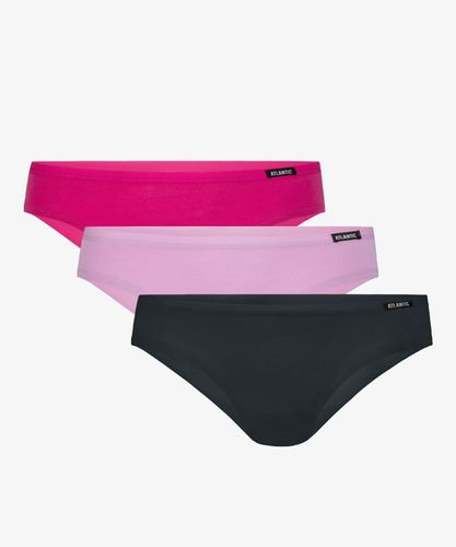 Трусы женские бикини Atlantic, набор из 3 шт., хлопок, розовые + светло-фиолетовые + графит, 3LP-194