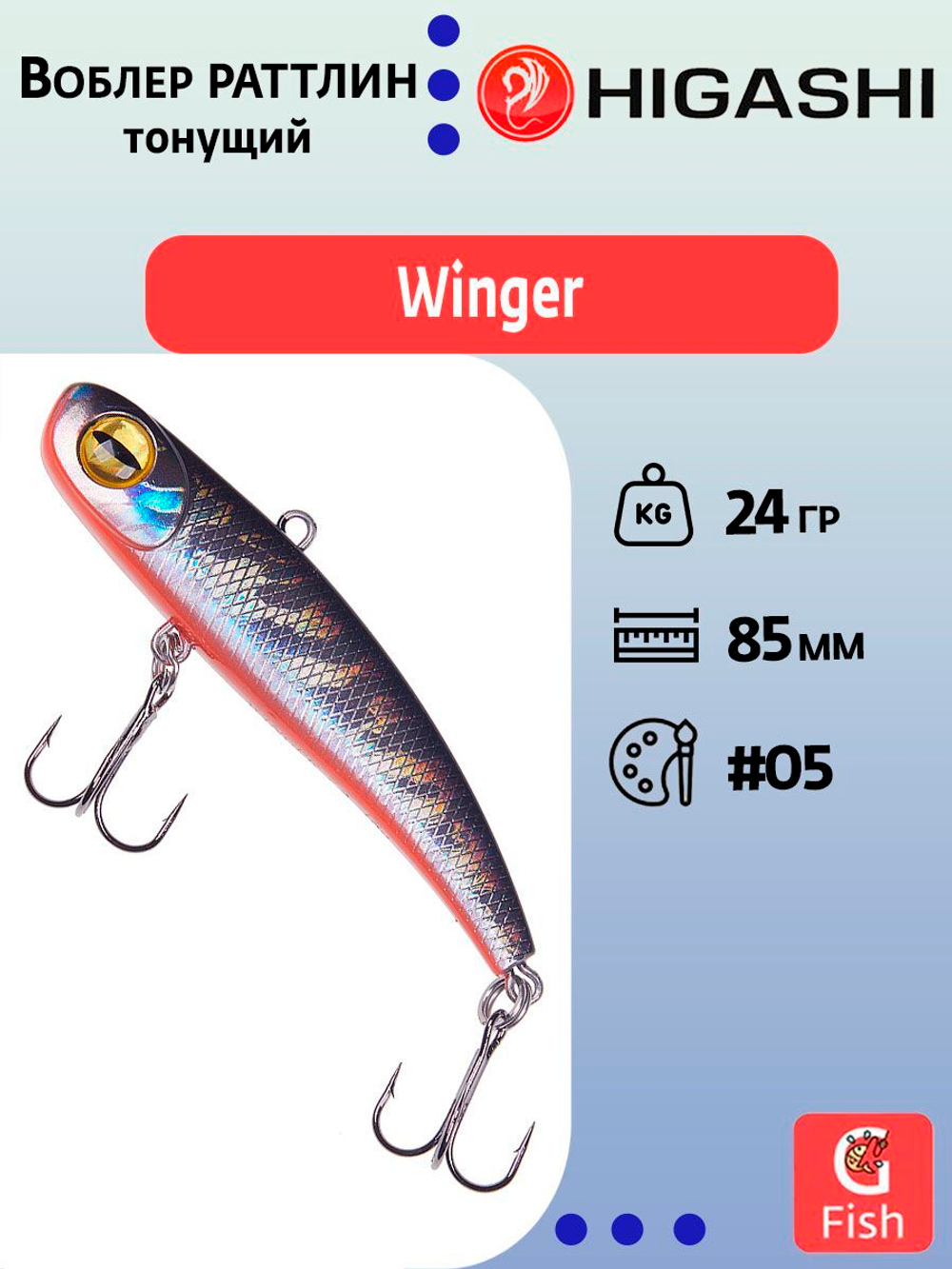 Раттлин HIGASHI Winger 130mm 42g #03