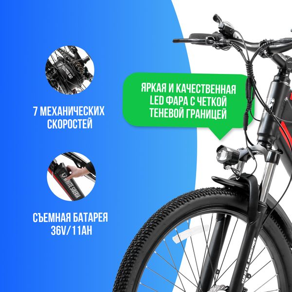 Электровелосипед WHITE SIBERIA CAMRY X 500W (матовый черный) фото №3