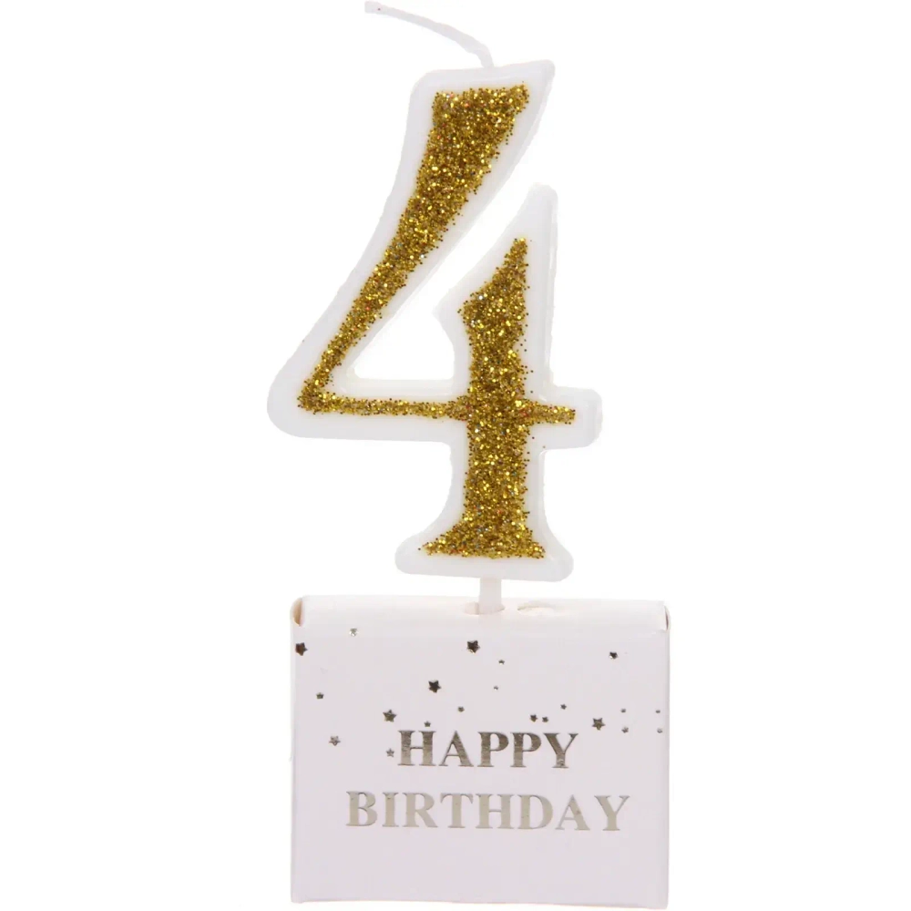 Свеча для торта Цифра Иллюзия «4» 9.5 см, золото