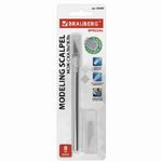 Нож-скальпель канцелярский 8мм, Brauberg, 5 лезвий, металлический корпус, в блистере