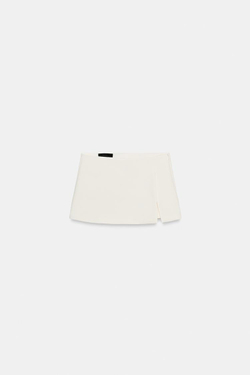 ZARA ЮБКА-ШОРТЫ В КЛЕТКУ ВИШИ С РАЗРЕЗОМ, ЭКРЮ