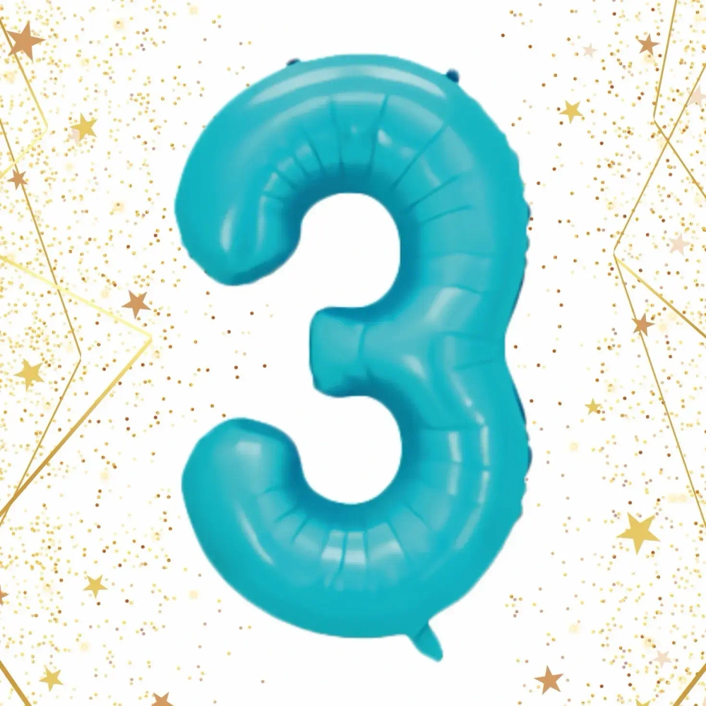 Шар фольгированный 32'/81см «Цифра «3» (голубой)