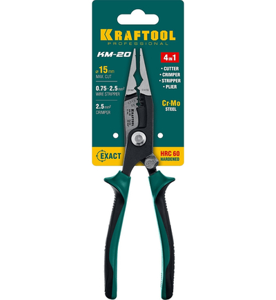 KRAFTOOL KM-20, резка, d 15мм, зачистка 0.75 - 2.5 мм2, клещи многофункциональные (23336-20)