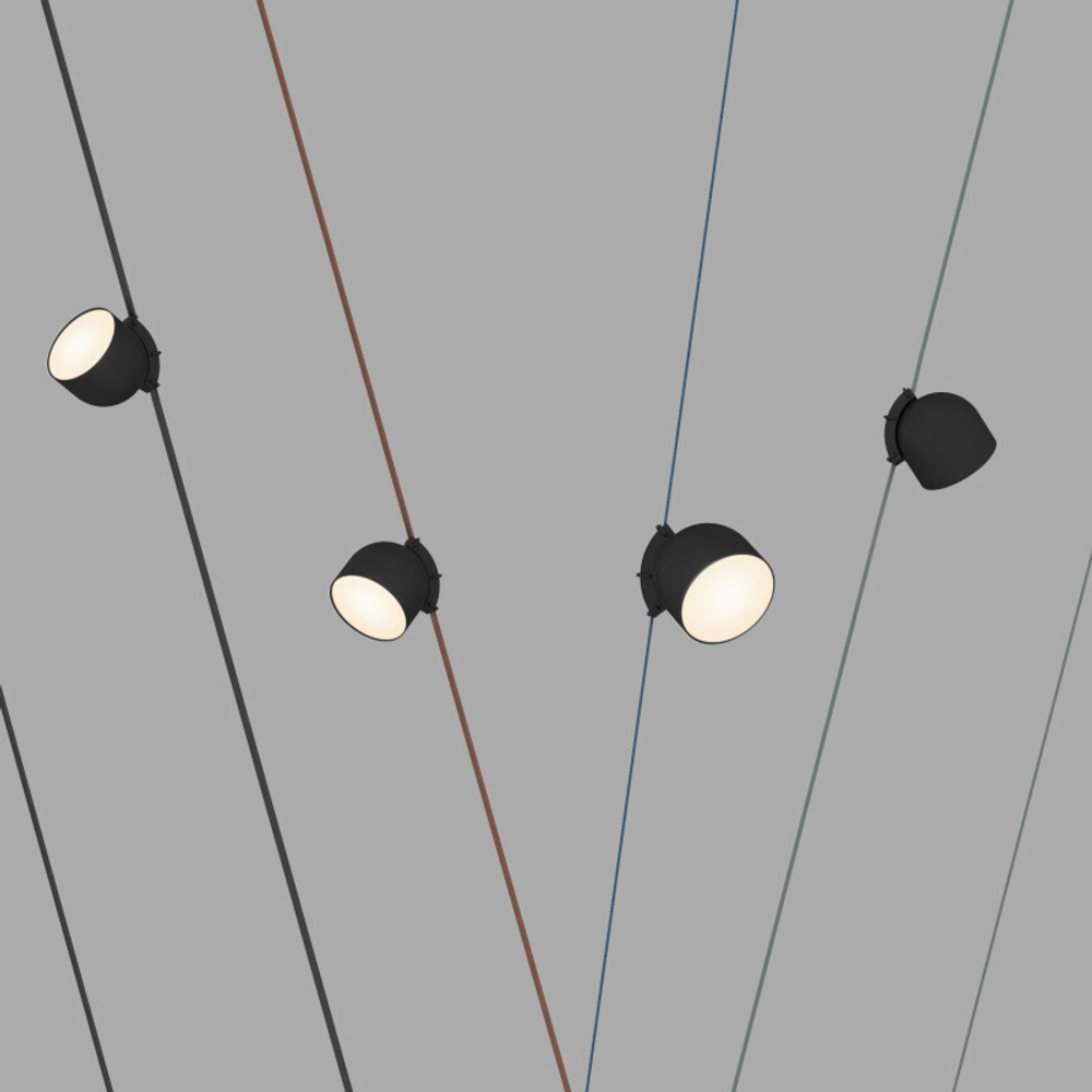 DK5543-BK Поворотный светильник для трека-ремня Belty, серия Spot, со светодиодом, D100*H107мм, 48V DC, 12W, RA90, 120°, 3000K, IP20, черный, алюминий