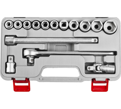 НИЗ Шоферский инструмент №2Д, 15 предм., 1/2″, в пластиковом кейсе, набор торцовых головок (2761-20)