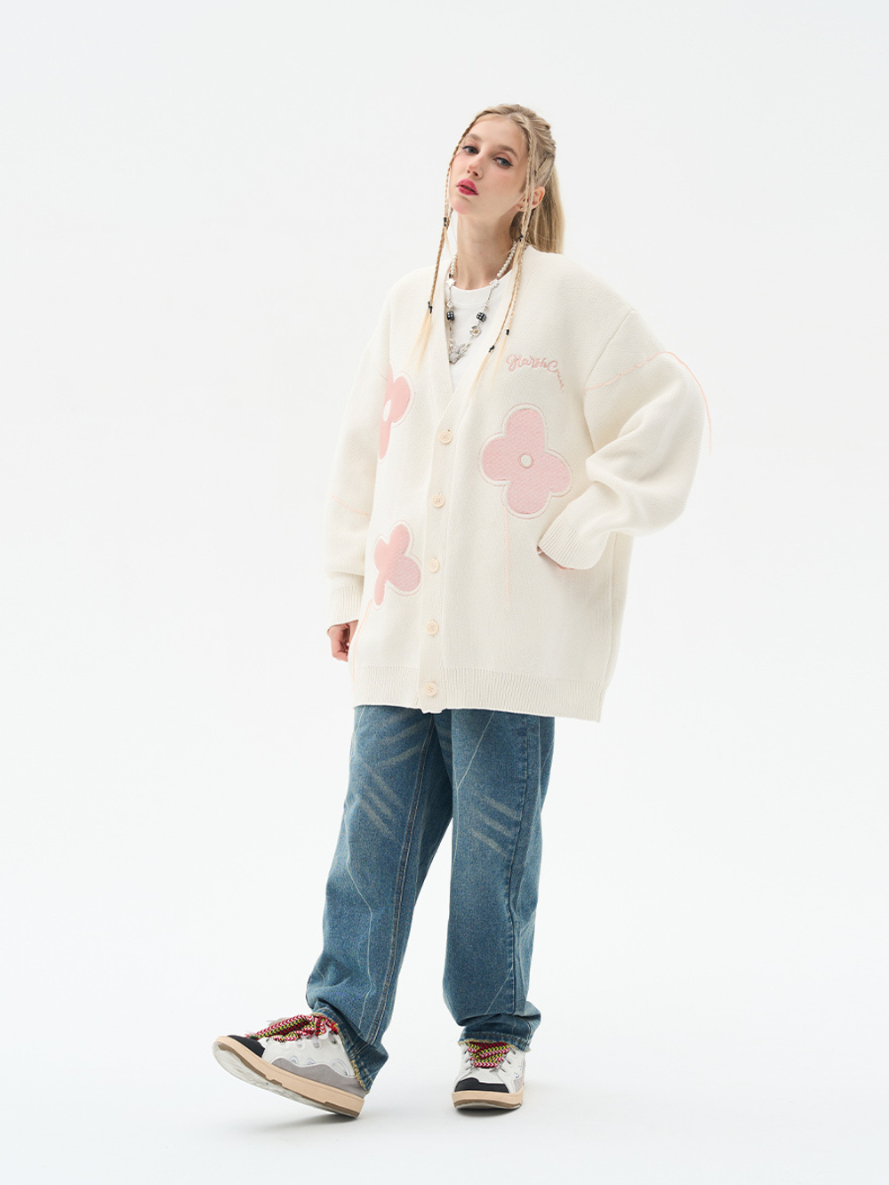 Кардиган HARSHandCRUEL "Minimalistic Flowers" Oversized Cardigan