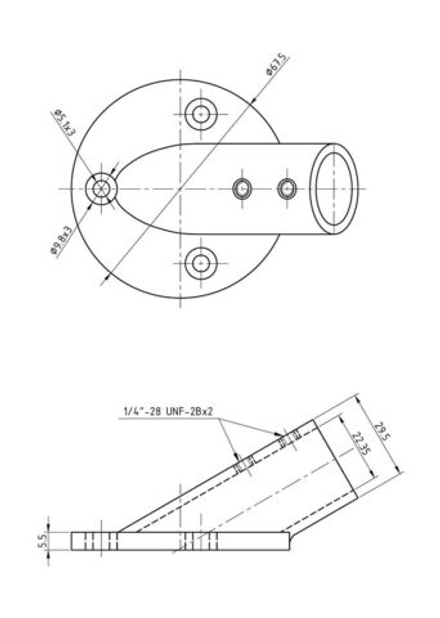 Основание стойки леера 7/8" (22 мм), 30 град, круглое