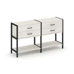 Shelf System Двухсекционный стеллаж двухярусный с ящиками SN.STM-222 Дуб Наварра/Металл Черный 1590*