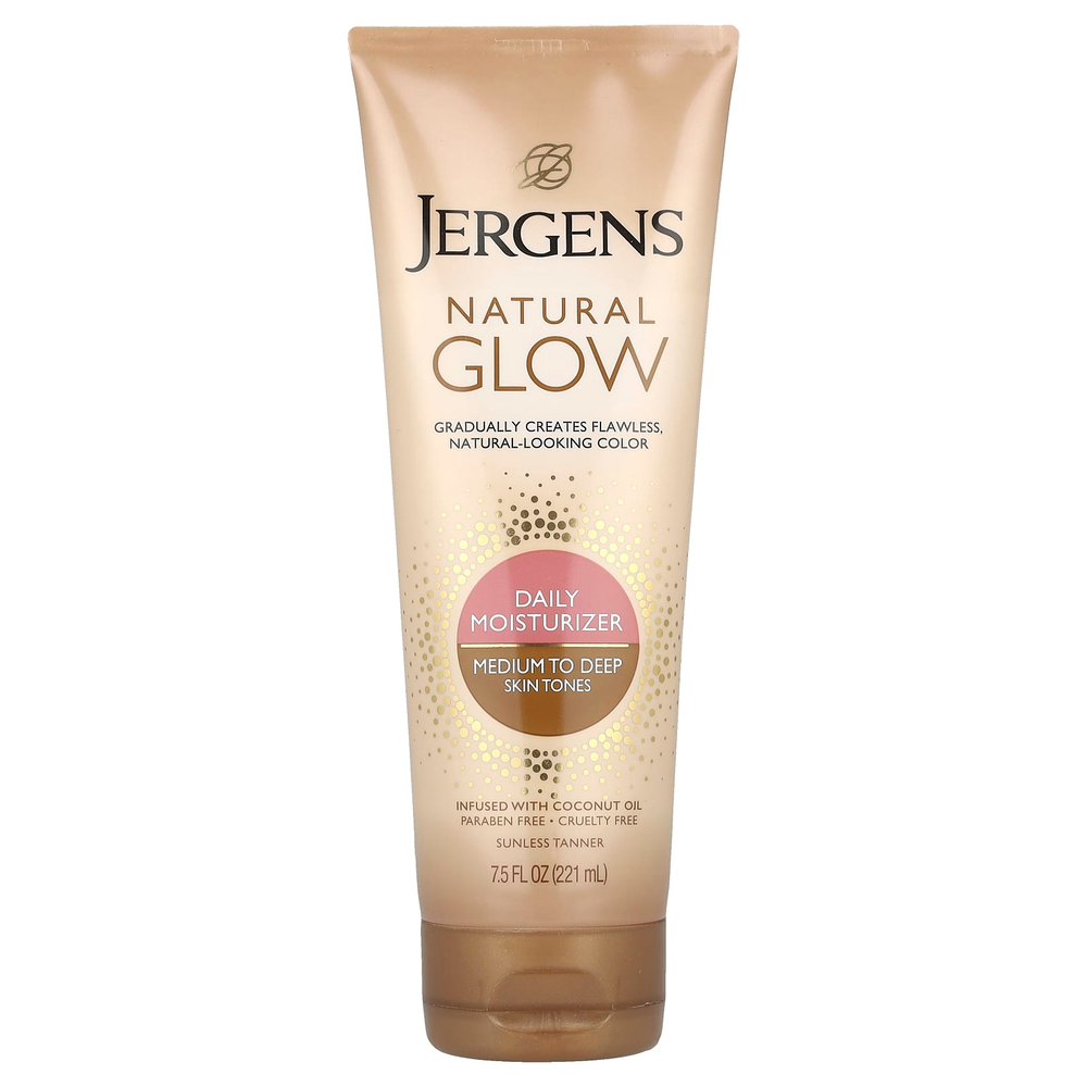 Jergens, Natural Glow, ежедневное увлажняющее средство, для среднего и глубокого тона кожи, 221 мл (7,5 жидк. унц.)