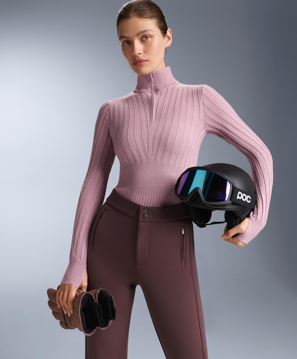 Oysho Термофутболка в рубчик, фиолетово-розовый