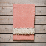 Бохо плед-шаль из хлопка (волна/коралловый)