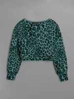 Лонгслив для девочки укороченный, леопард