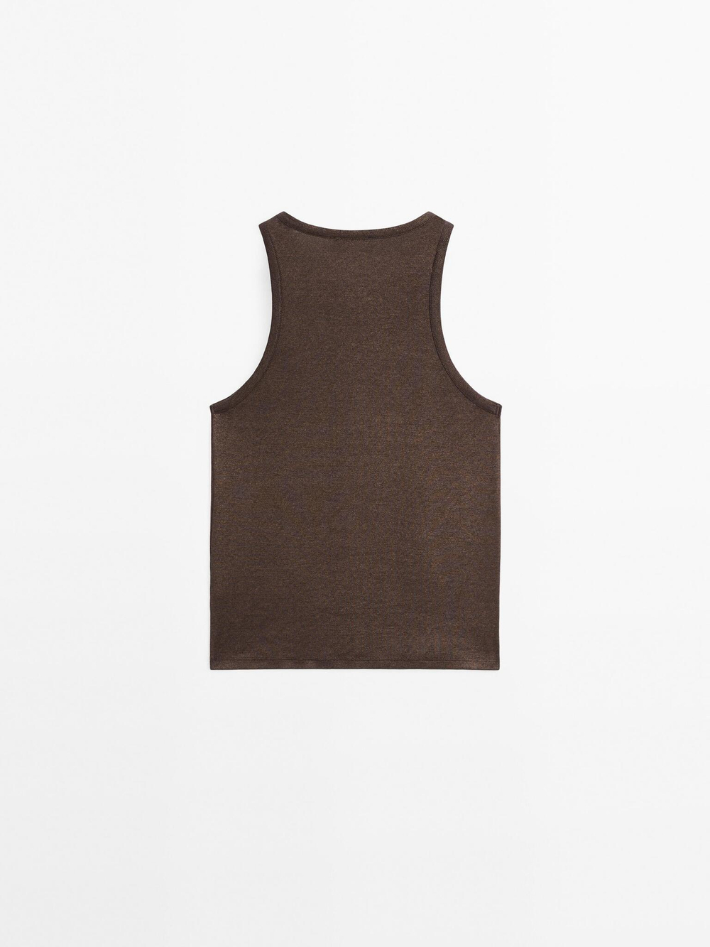 Massimo Dutti Топ с круглым вырезом и блестящей отделкой, коричневый