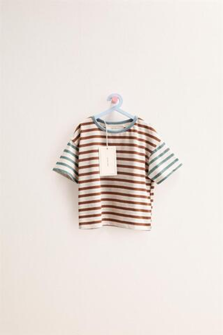 ZARA TIMELESS - ФУТБОЛКА В ПОЛОСКУ ИЗ ХЛОПКА И ЛЬНА, СВЕТЛО-БЕЖЕВЫЙ