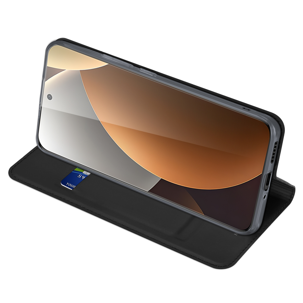 Чехол книжка из кожи черного цвета для Xiaomi Redmi Note 15 Pro Plus 5G и Poco M8 Pro 5G, серия Skin Pro Series от Dux Ducis