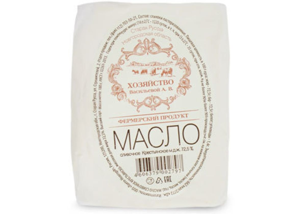 Масло сливочное крестьянское 72.5%, 180г