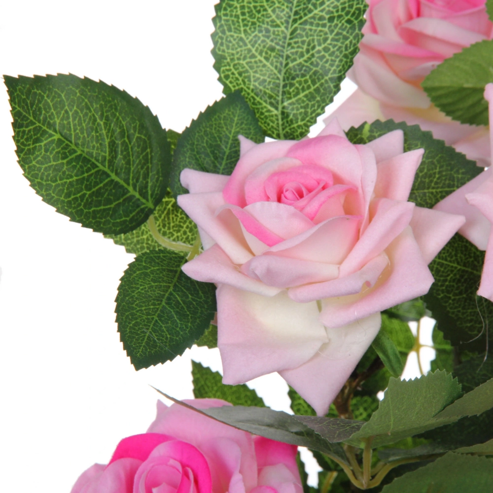 Цветочная композиция «Розовый куст» 43см в горшке, цвет розовый