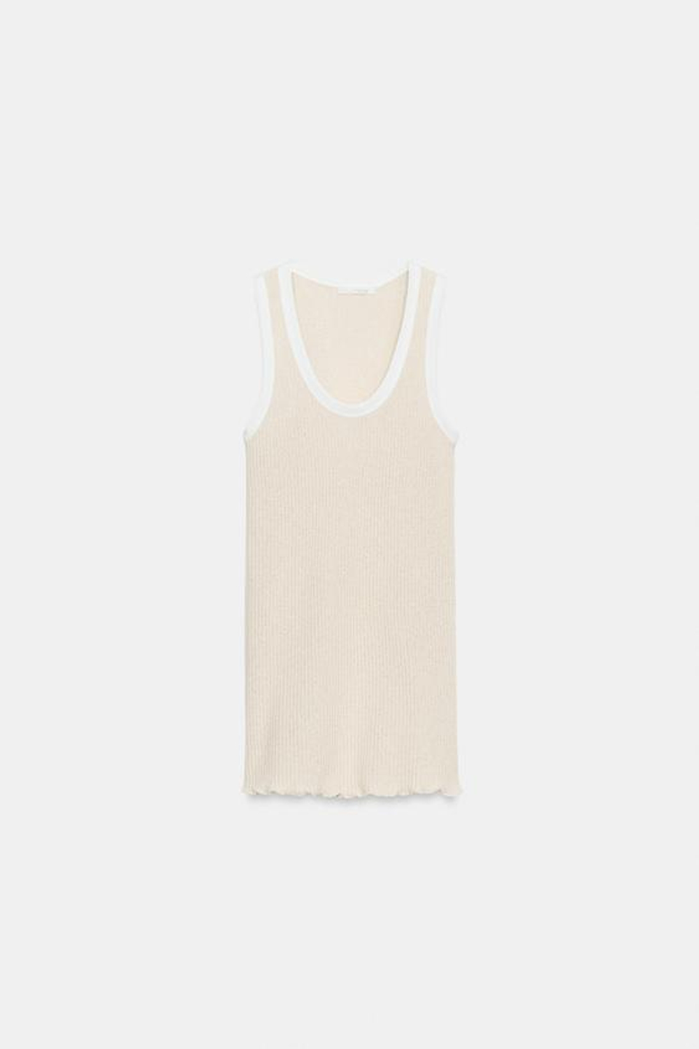 ZARA ТОП С КОНТРАСТНОЙ ОКАНТОВКОЙ, БЕЖЕВЫЙ