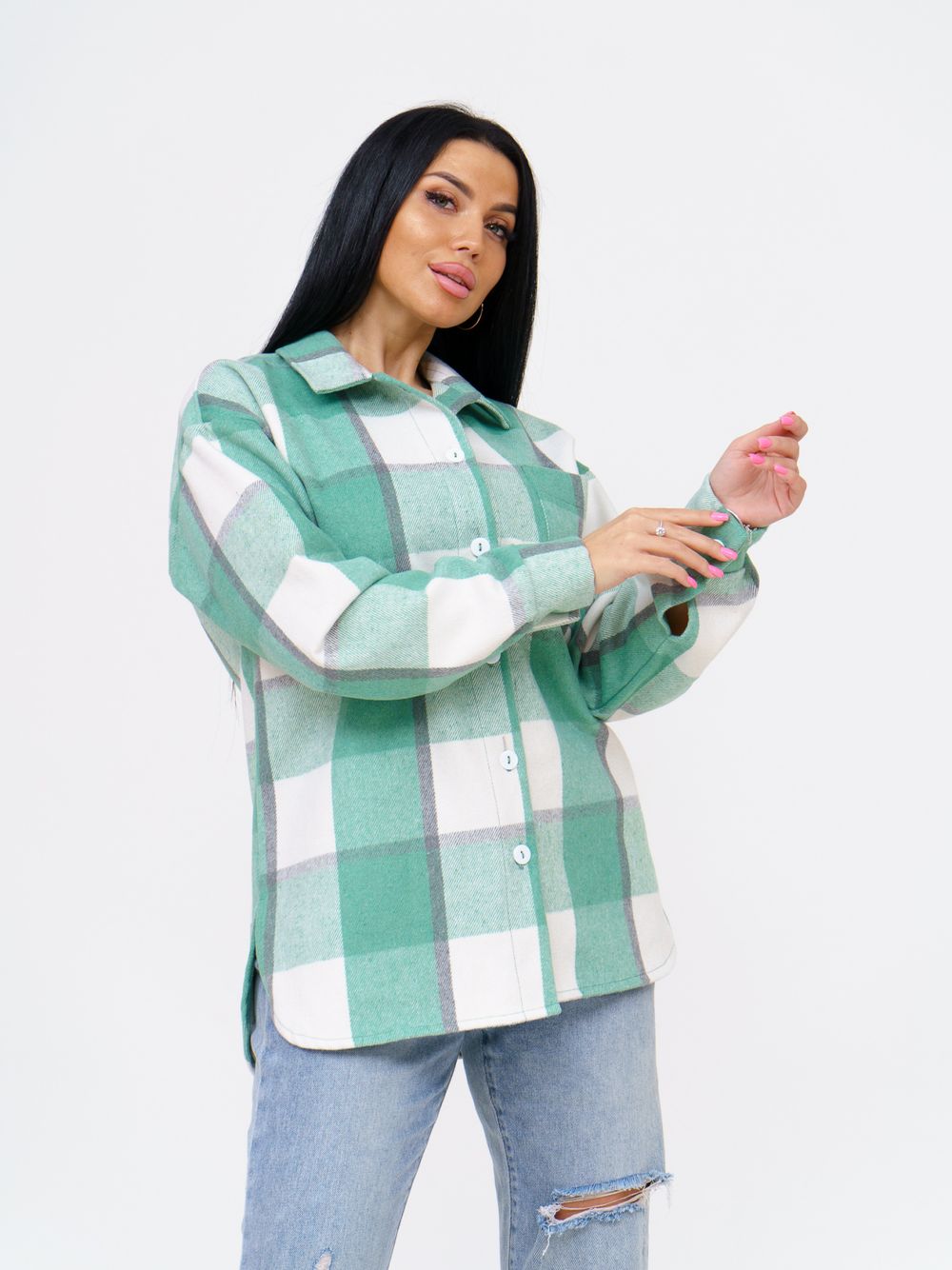 930 Рубашка "Клетка салатовая" SveTekst (Акция)