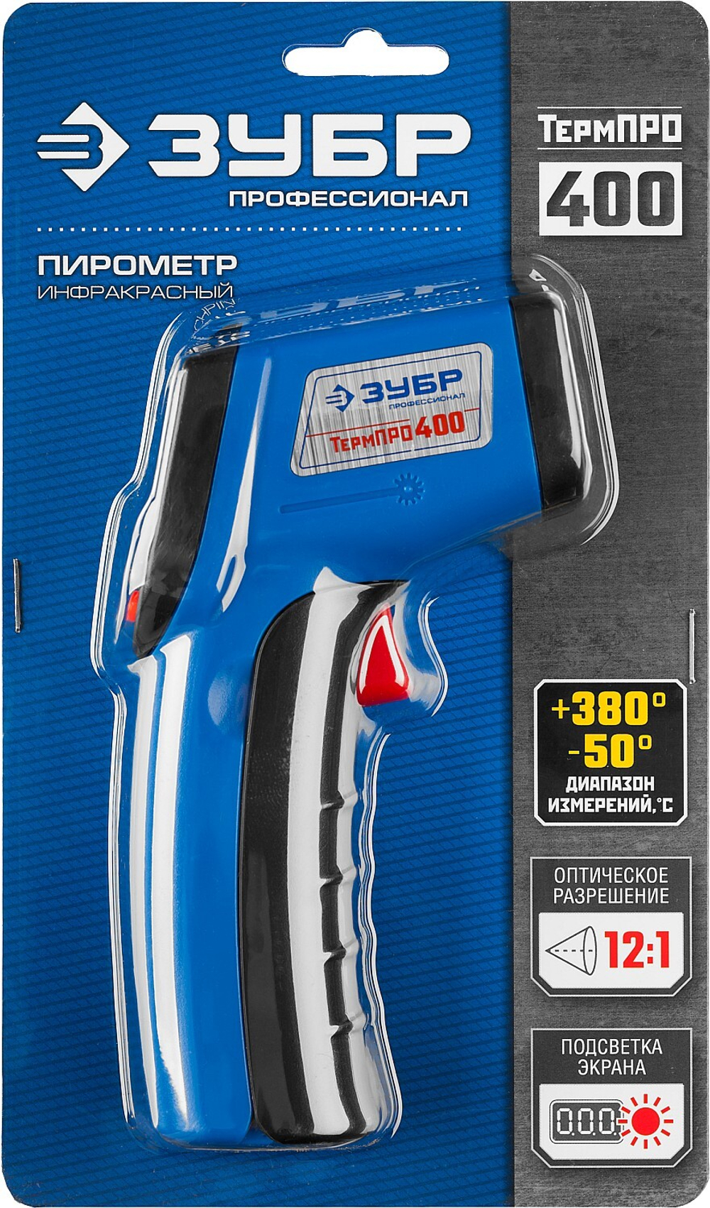 ЗУБР ТермПро-400, -50° +380°С, инфракрасный пирометр, Профессионал (45725-380)
