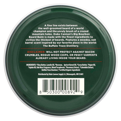 Duke Cannon Supply Co., Бурбонский бальзам для бороды, дубовая бочка, 48 г (1,6 унции)