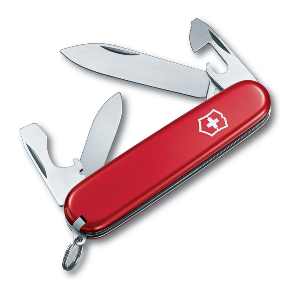 Качественный маленький брендовый фирменный швейцарский складной перочинный нож 84 мм красный 10 функций Victorinox Recruit VC-0.2503