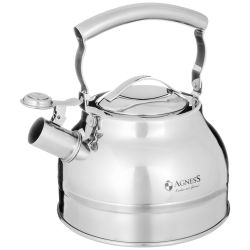 ЧАЙНИК AGNESS СО СВИСТКОМ 2,7Л, ТЕРМОАККУМУЛИРУЮЩЕЕ ДНО, 304 СТАЛЬ, ИНДУКЦИЯ