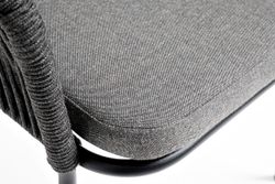 "Лион" стул плетеный из роупа, каркас алюминий темно-серый (RAL7024) муар, роуп темно-серый круглый, ткань темно-серая 027