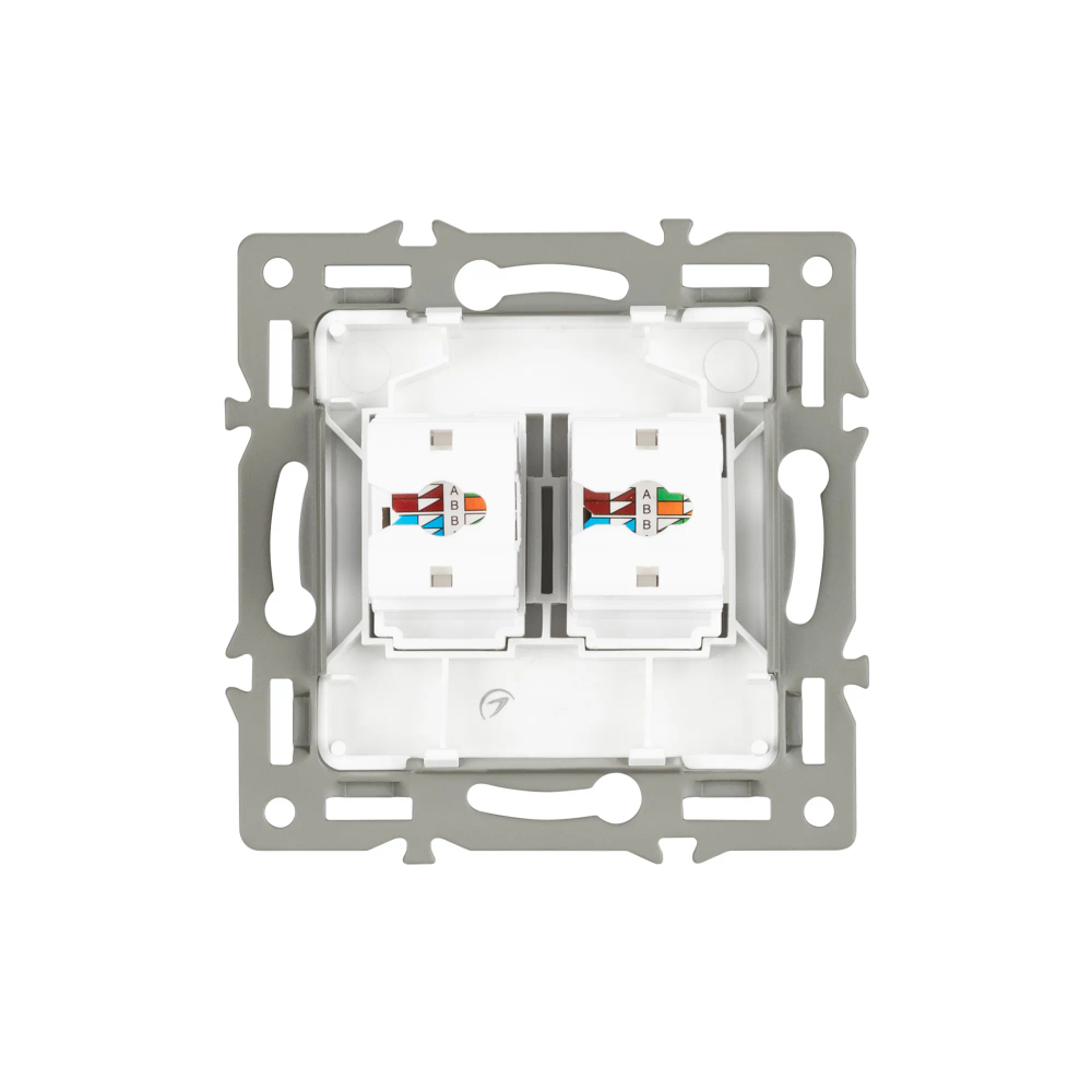 Механизм компьютерной розетки двойной SCT-MPC2-PL-GR (RJ-45, CAT6) (Arlight, -) 045338