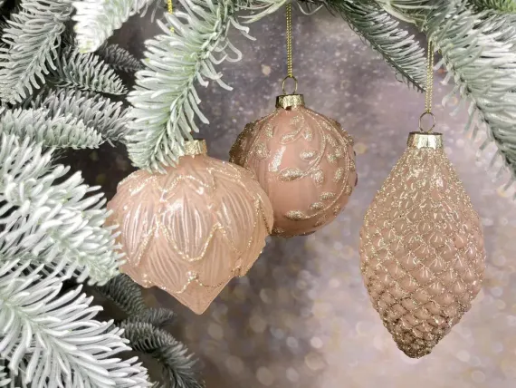 Набор стеклянных шаров Королевский Каприз 80 мм., 12 шт., шампань, House of Seasons (84001)