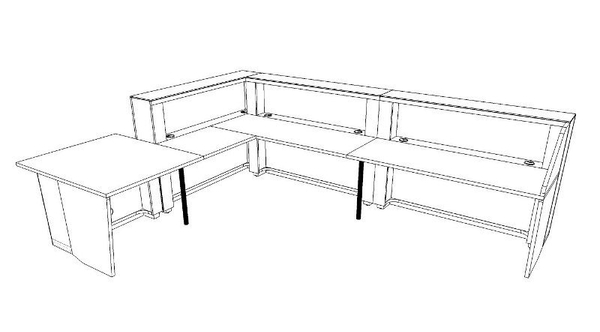 Стойка ресепшн угловая с низким модулем, без орнамента с LED подсветкой