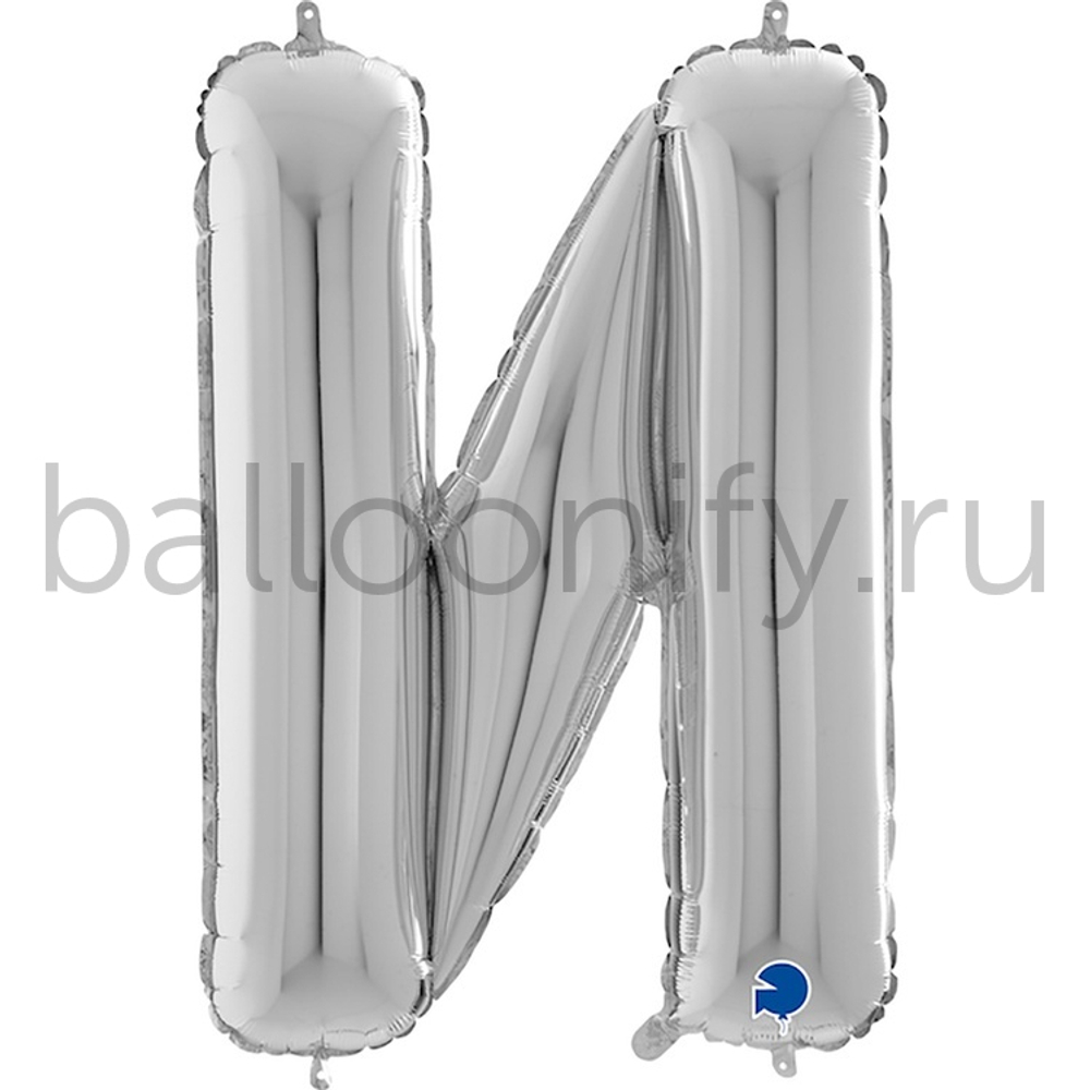 Фольгированная фигура, Буква И 66 см Silver