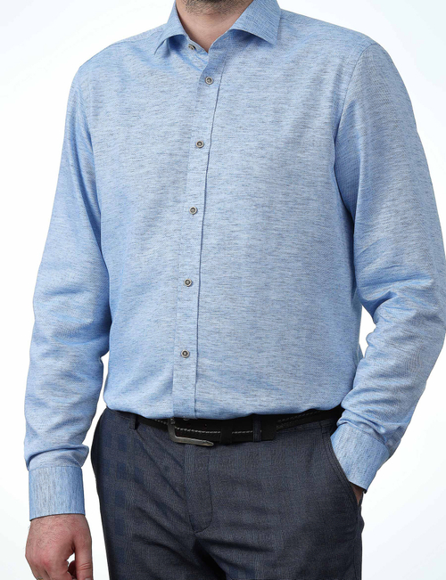Сорочка мужская VESTER длинный рукав, цвет голубой, бамбуковое волокно, тенсель, пэ, лён