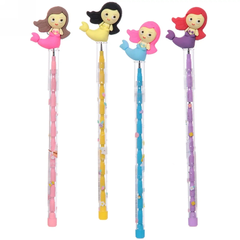 Карандаш чернографитный «Русалочки», 10 секций, ТМ, микс 4 цвета, 16,5см