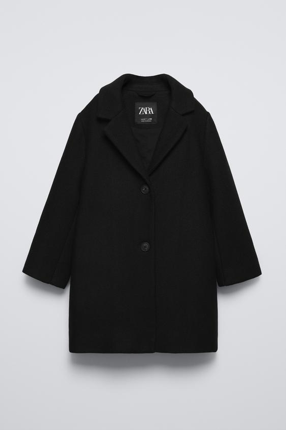 ZARA ПАЛЬТО ИЗ СМЕСОВОЙ ШЕРСТИ, ЧЕРНЫЙ