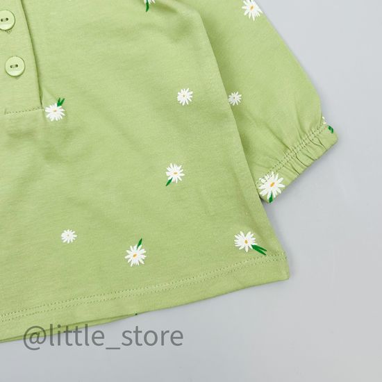 Лонгслив хлопковый "Летние цветы" сочный лайм