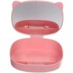 Зеркало настольное с органайзером для косметики «Beauty - Cat», цвет розовый, 17*13*6,5см