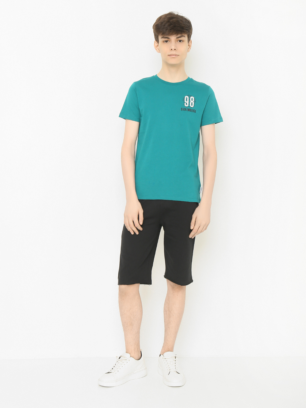 Футболка BIKKEMBERGS Изумрудный/Термопринт: 98, футбольный мяч, логотип Мальчик