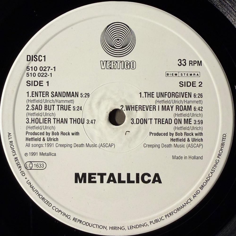 Metallica - Metallica 2LP (Голландия 1991г.)