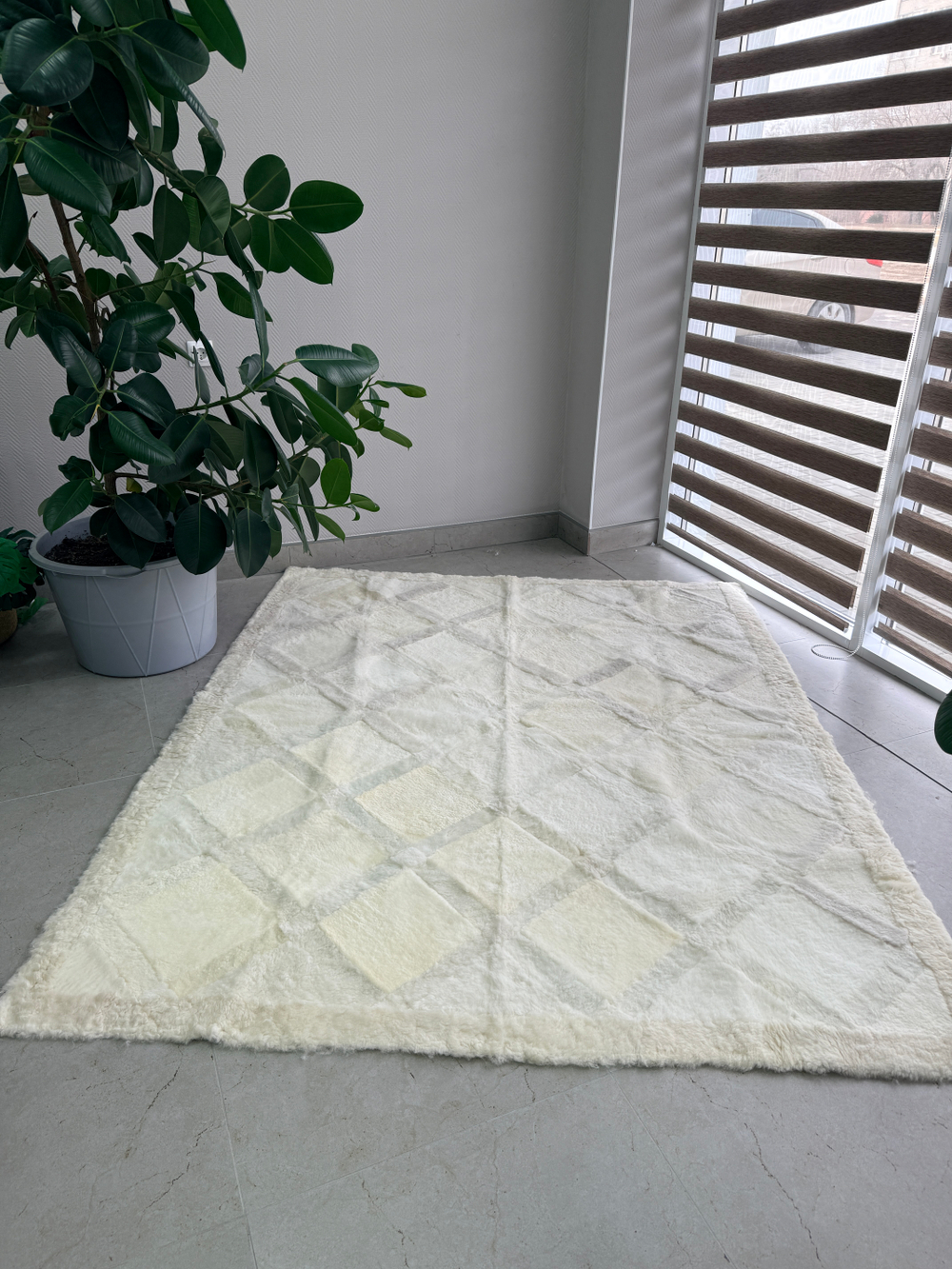 Ковер прямоугольный натуральный мех овчина, 210 х 170 см.