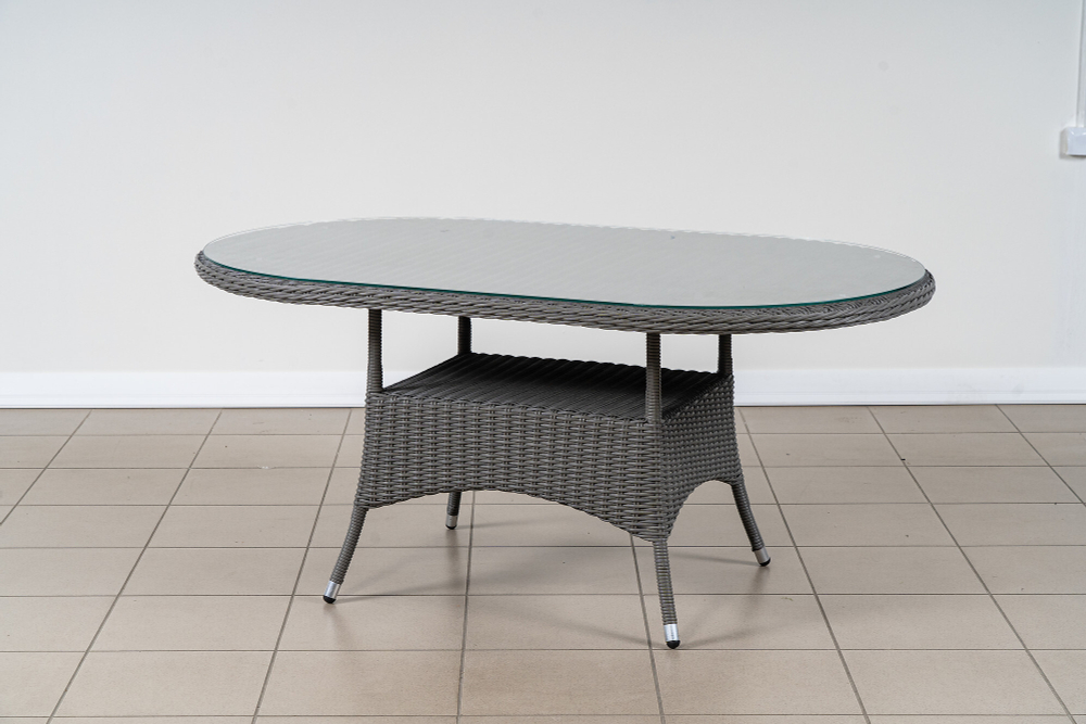 Стол овальный, столешница стекло, коллекция Крит