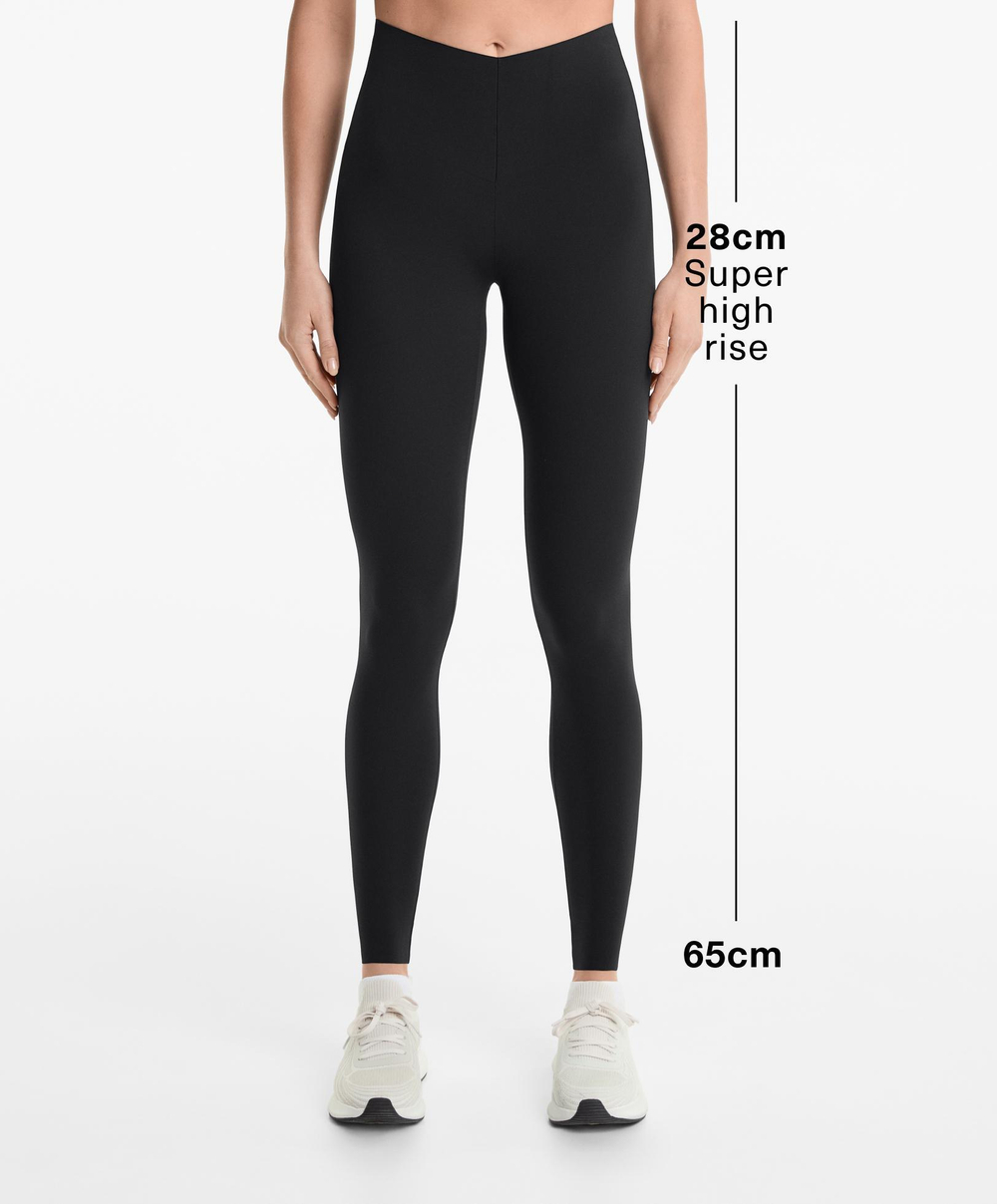 OYSHO Леггинсы длиной до щиколотки 65 см с V-образным вырезом и высокой посадкой, черный