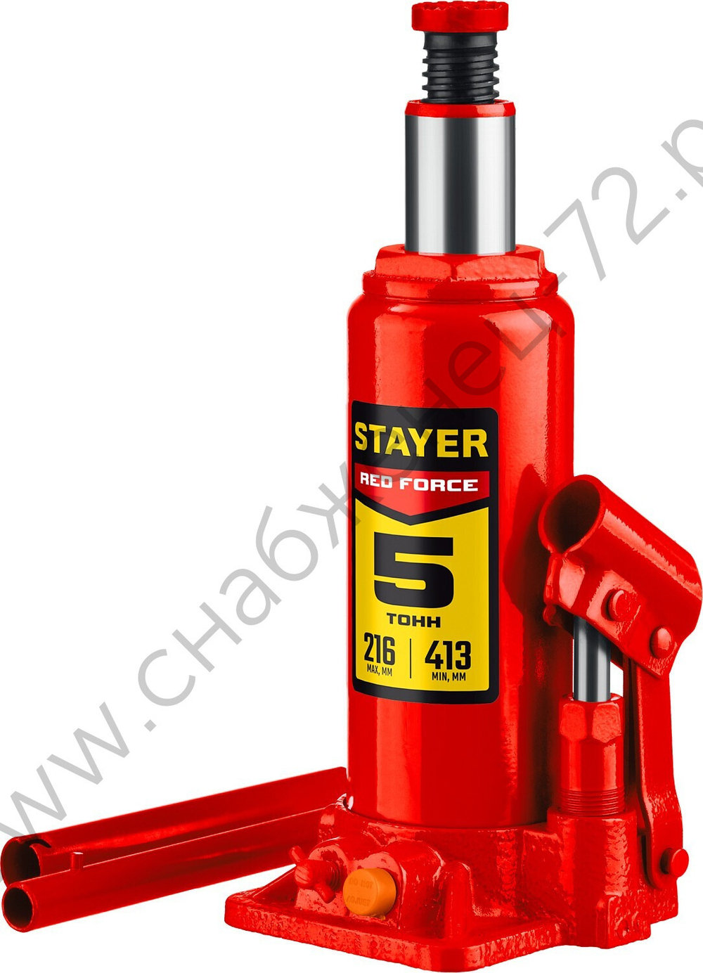 STAYER RED FORCE, 5 т, 216 - 413 мм, бутылочный гидравлический домкрат, Professional (43160-5)