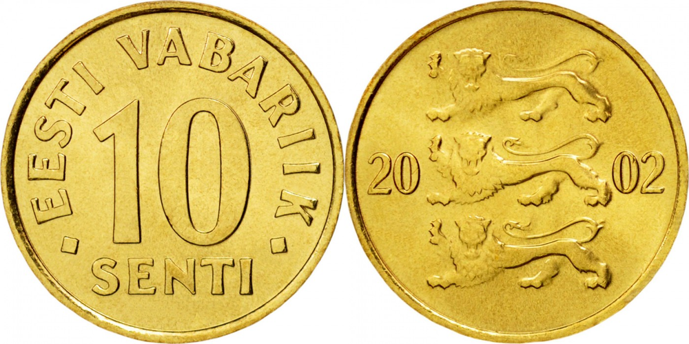 Эстония 10 сентов, 1991-2008 XF
