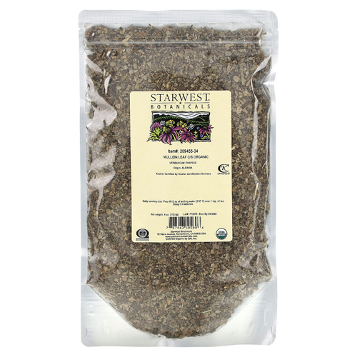 Starwest Botanicals, органические листья коровяка, нарезанные и просеянные, 113,4 г (4 унции)